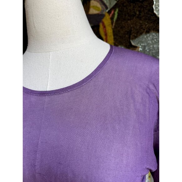 Vintage 90s Hand-Dyed Silk Tee | Purple Gray Grunge Wash | Soft Boxy Fit | S - Picture 9 of 10